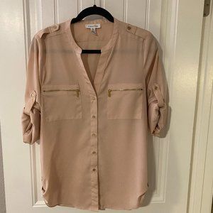 Calvin Klein Top, Button Down Blouse in Pink